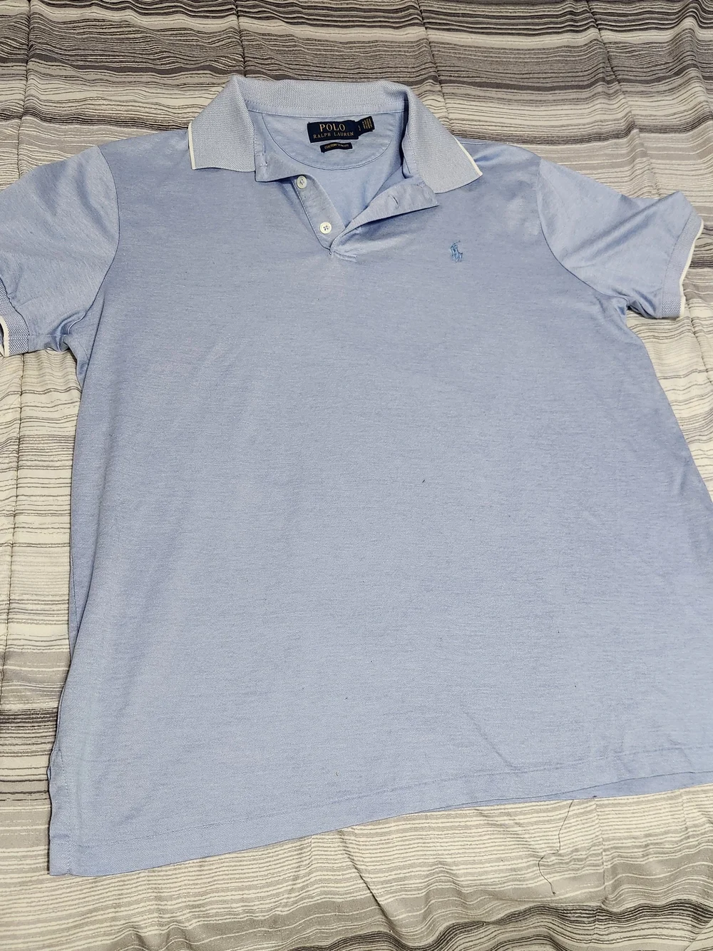 Ralph Lauren Light Blue Short Sleeve Polo with Contrast Collar
